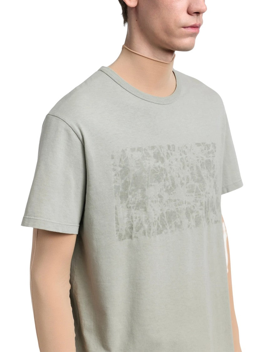 Maison Margiela Grey Wax Printed Cotton T-Shirt