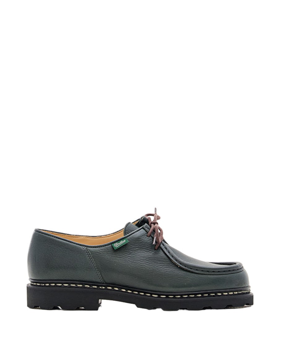 Paraboot Green Cerf Leather Lace-Up Loafers