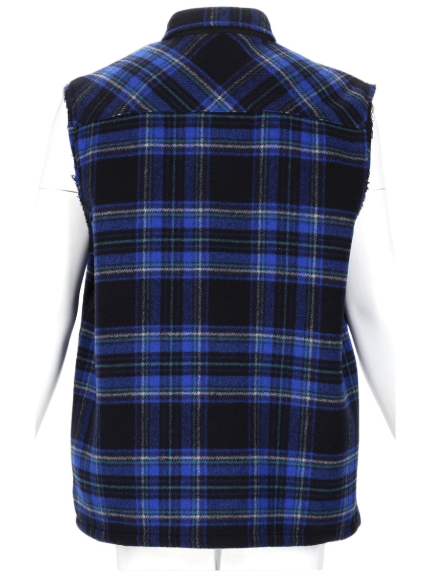 Department 5 Sleeveless Plaid Shirt With Button-Down Front And Flap Pockets