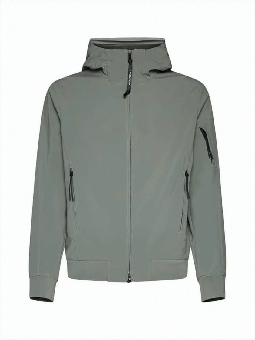 C.P. Company Hooded Grey Jacket With Zippered Pockets And Ribbed Cuffs