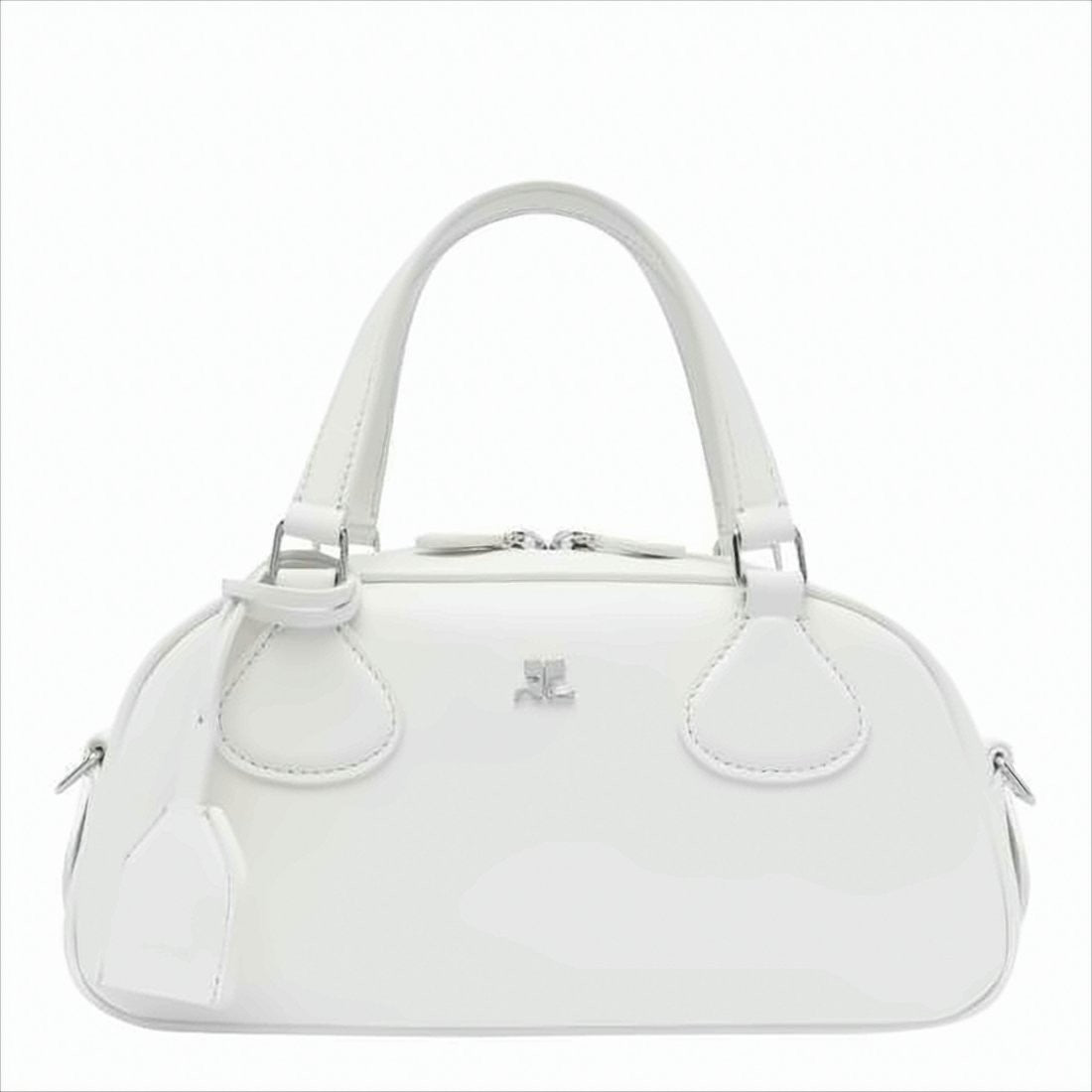Courrèges Structured White Calf Leather Tote Bag