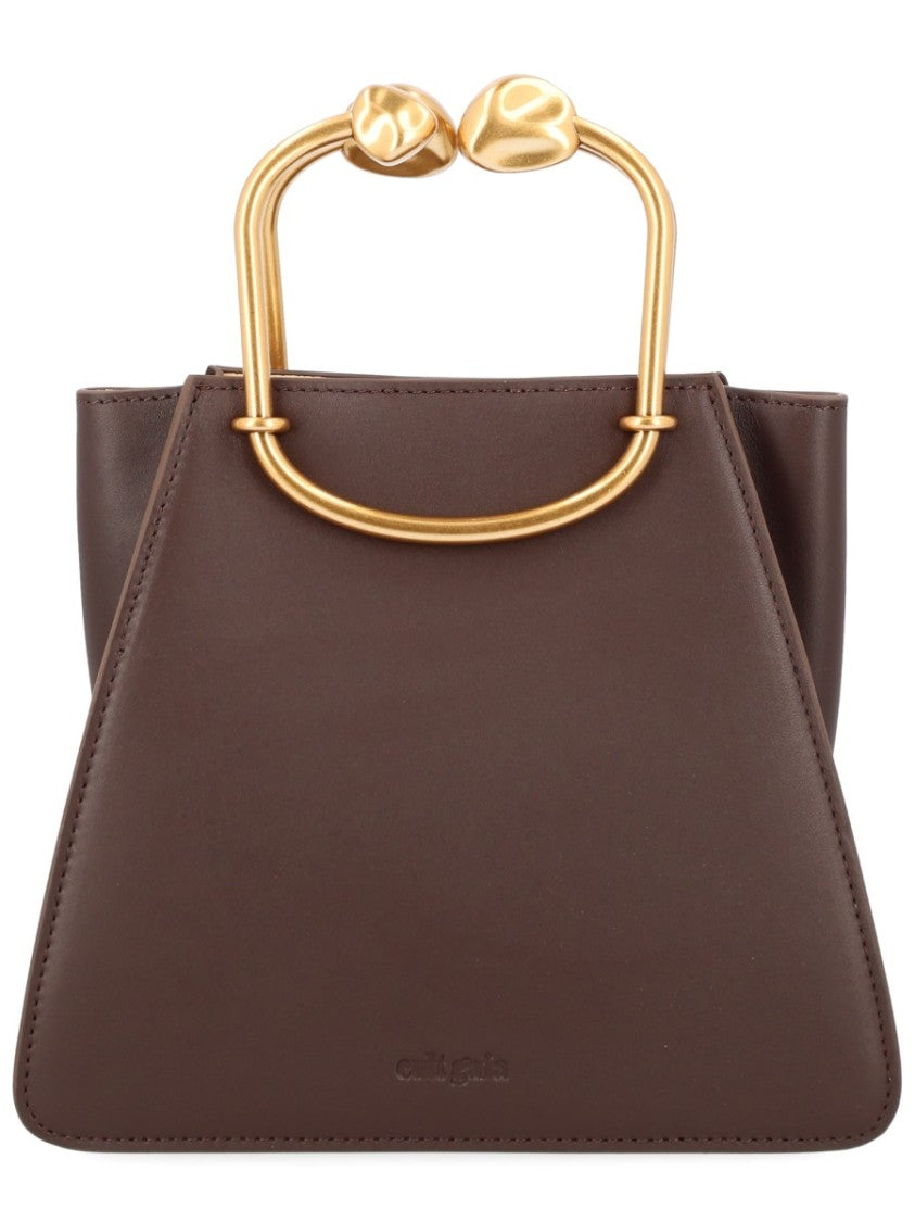 Cult Gaia Brown Maxine Structured Leather Handbag