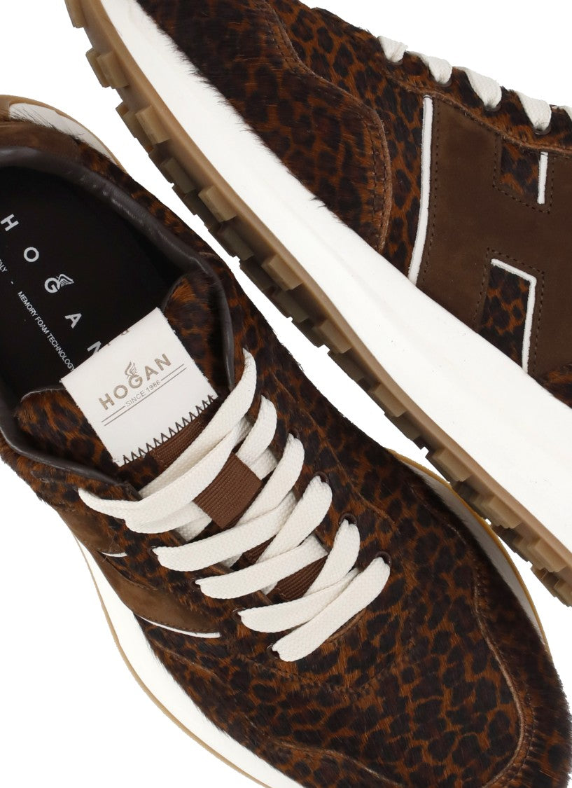 Hogan Brown Pony Hair Low-Top Sneakers