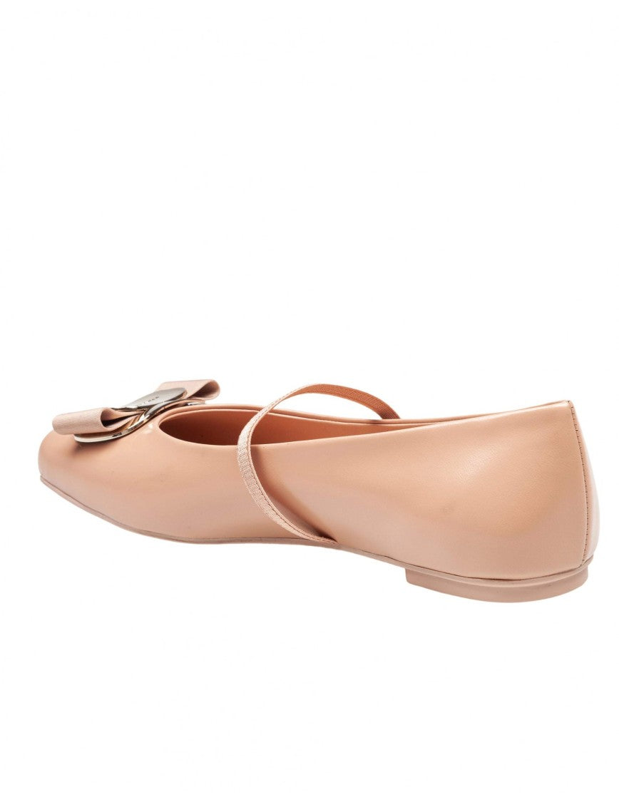 Salvatore Ferragamo Ferragamo Zina Leather Ballerina Flats, Amaretti Color