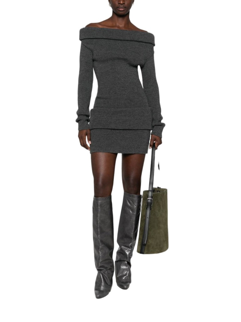 Jean Paul Gaultier Ribbed Knit Mini Dress With Off-The-Shoulder Neckline