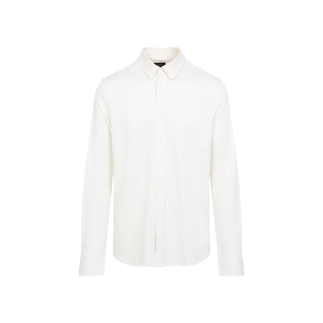 Brioni Texturized Ivory Silk Brioni Long Sleeve Shirt