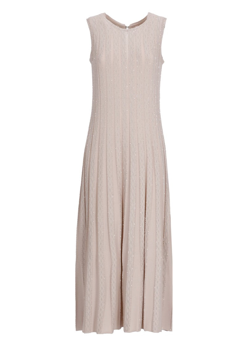 D. Exterior Pink Viscose Dress With All-Over Sequin Details