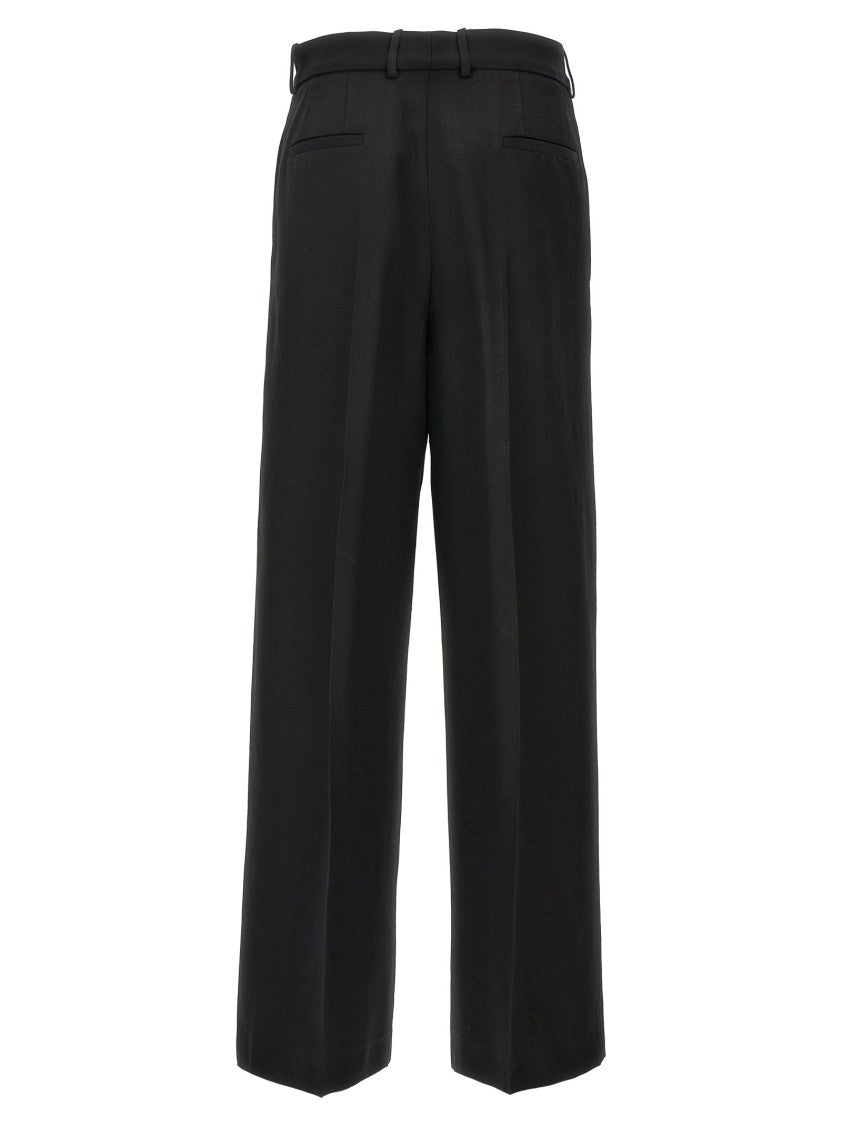 Jil Sander Wide Leg Black Trousers With Sharp Ironed Crease