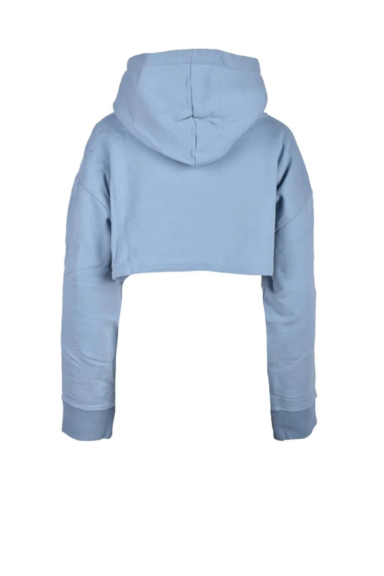 Erika Cavallini Blue Hooded Cotton Sweatshirt