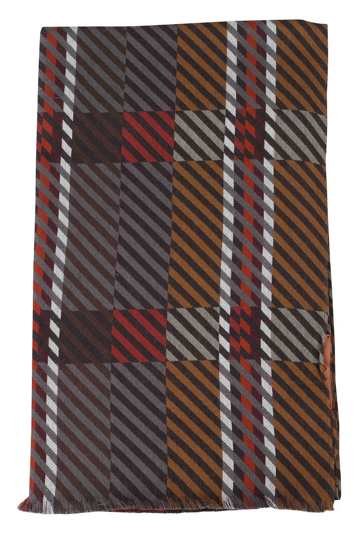 Missoni Black Two-Tone Striped Fringed Wool Scarf