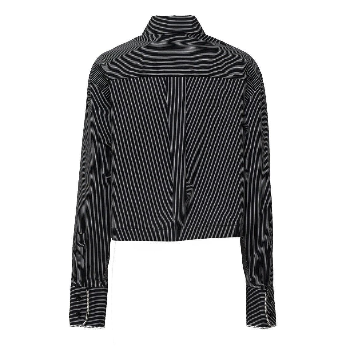 Sportmax Magma Rhinestone Piping Cotton Poplin Boxy Casual Shirt