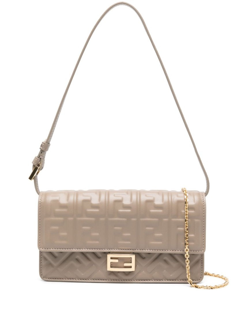 Fendi Rectangular Shoulder Bag With Geometric Embossing