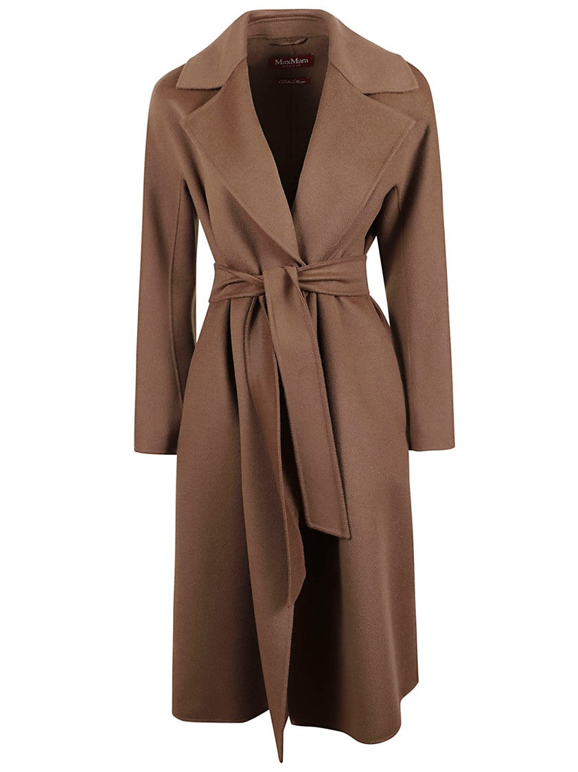 Max Mara Knee-Length Wool Coat With Belted Waist