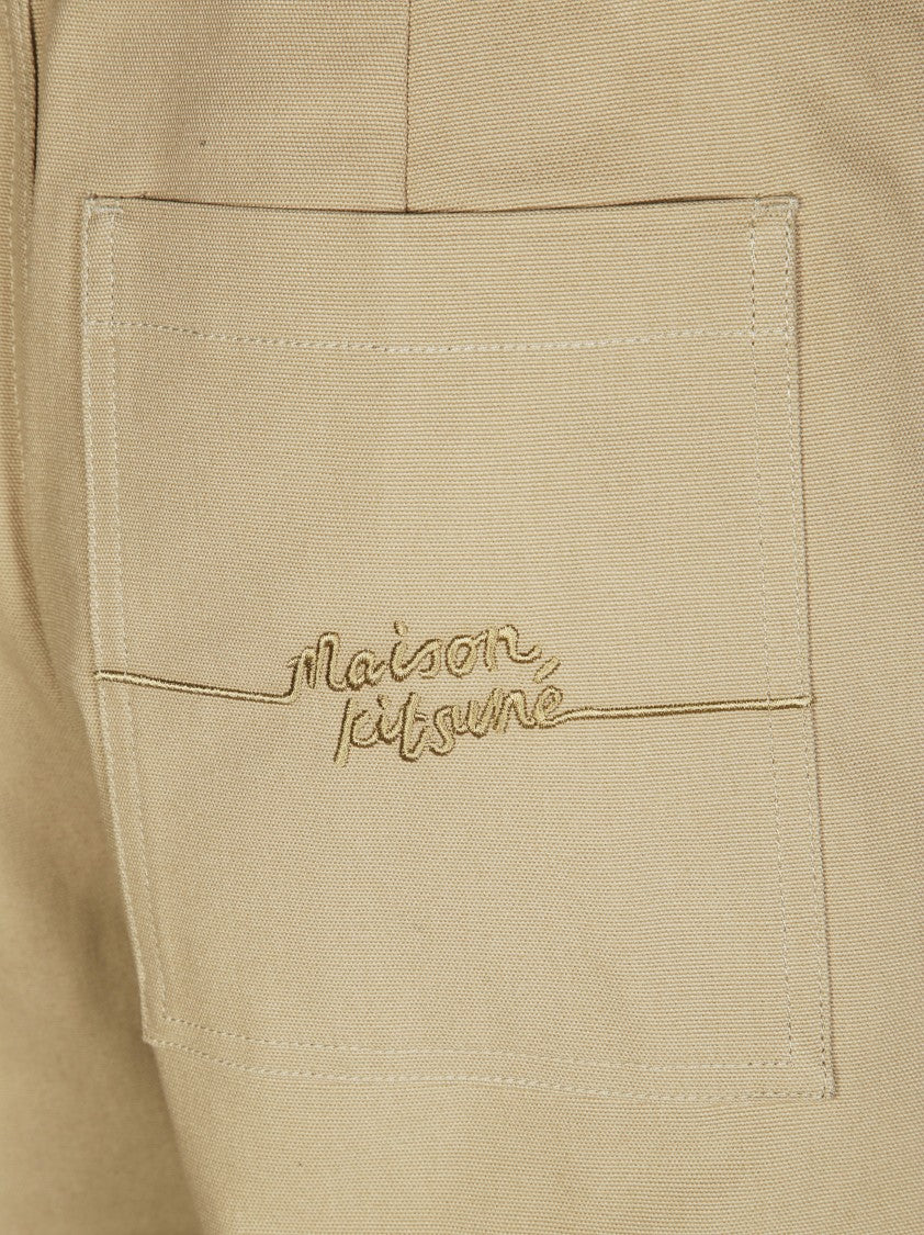 Maison Kitsuné Relaxed-Fit Trousers With Belt And Embroidered Detailing