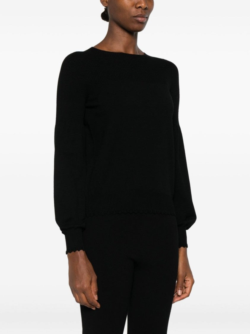 Twin-Set Soft Ribbed Knit Sweater With Scalloped Details