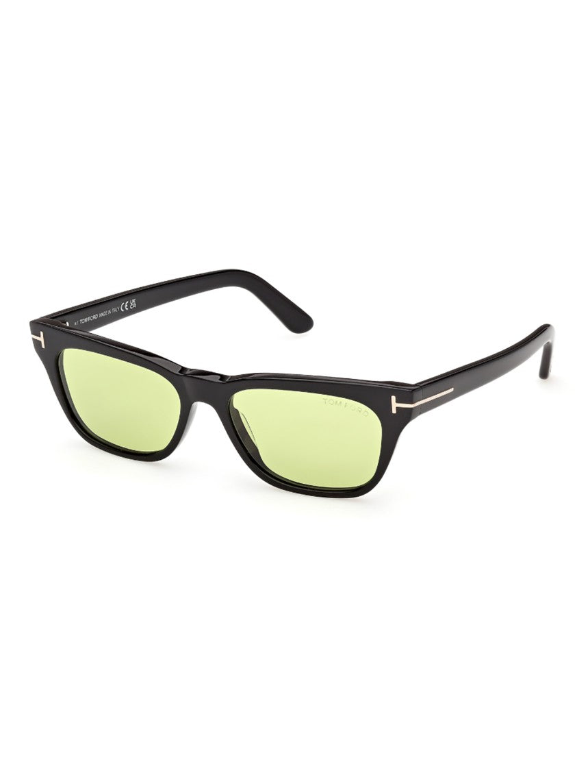 Tom Ford Rectangular Black Sunglasses With Light Green Tinted Lenses