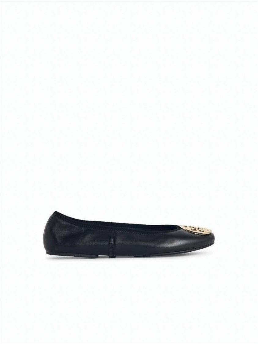 Tory Burch Nappa Leather Flat Shoes With Metallic Emblem