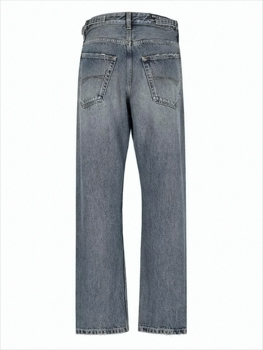 Balenciaga Distressed Denim Pants With Relaxed Fit And Classic Five-Pocket Design