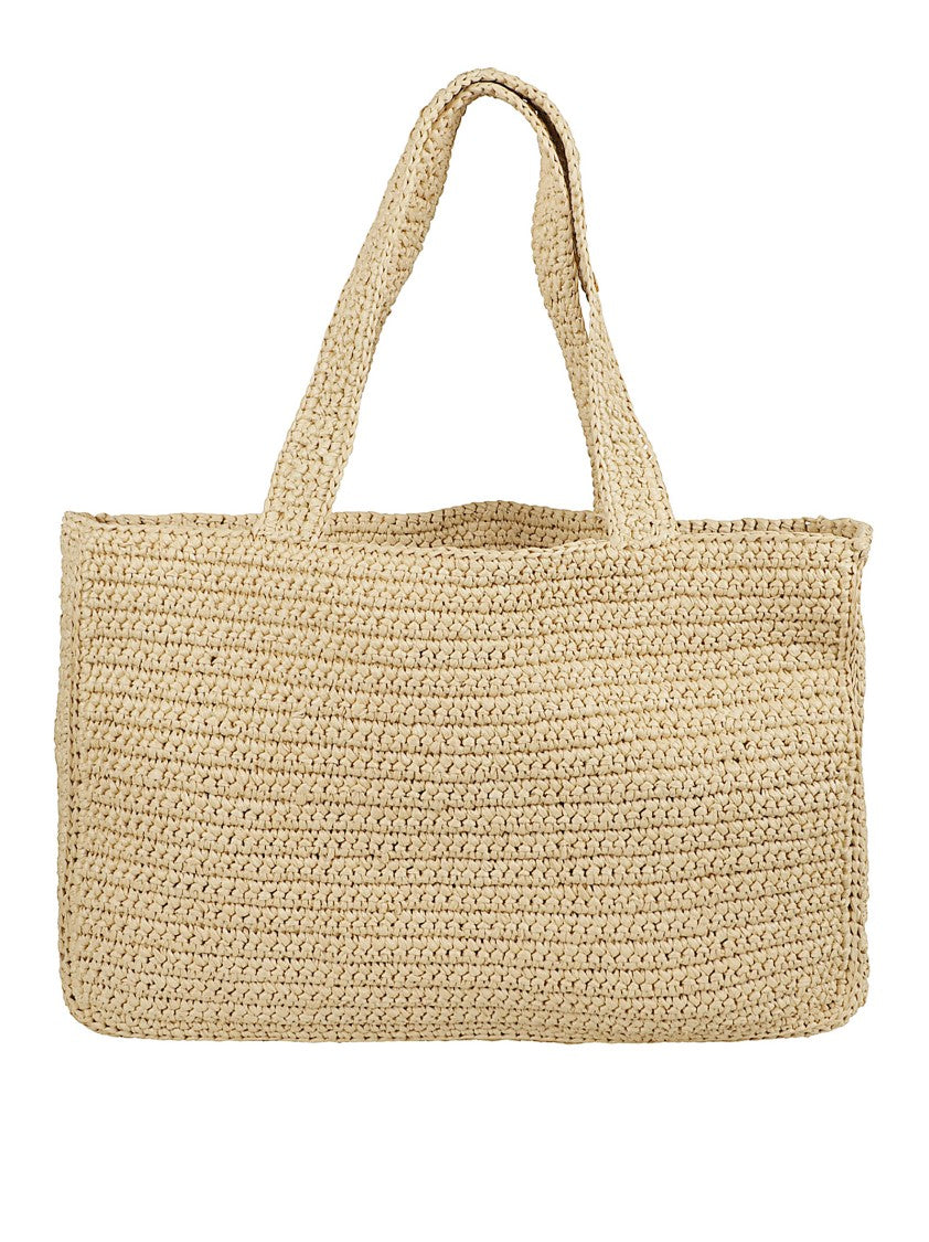 Valentino Garavani Natural-Colored Crochet Raffia Shopping Bag