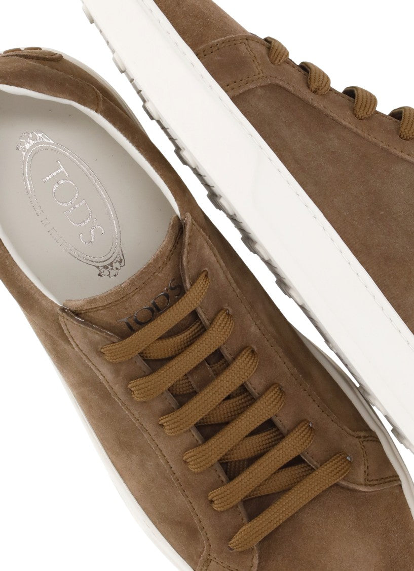 Tod's Brown Suede Rear Relief Logo Sneakers