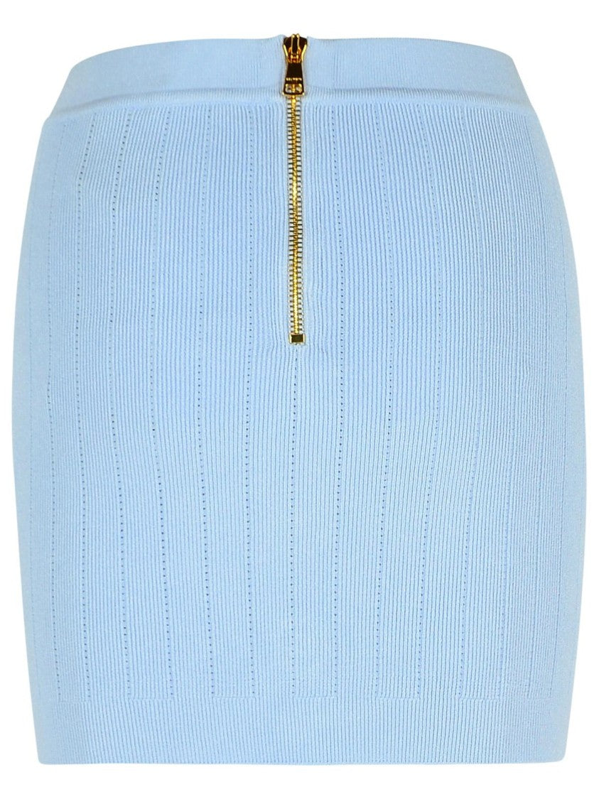 Balmain Light Blue Viscose Blend Miniskirt