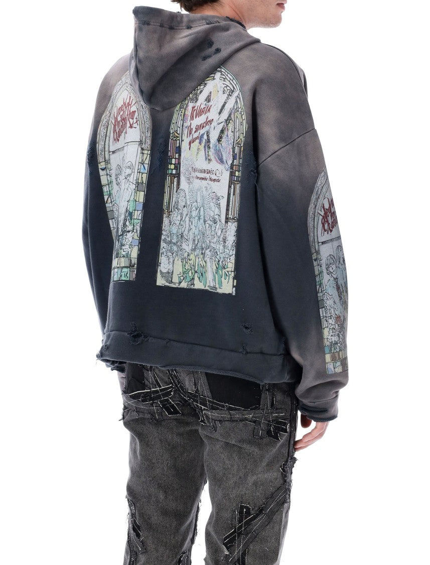 Who Decides War Motley Distressed Grey Hooded Pullover