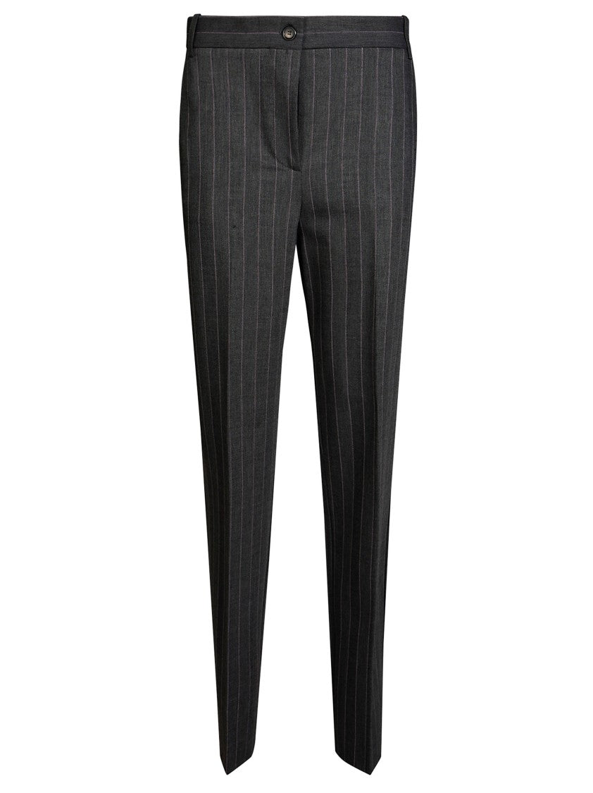 Pinko Pleione Wool-Blend Pinstripe Lace Slim Trousers