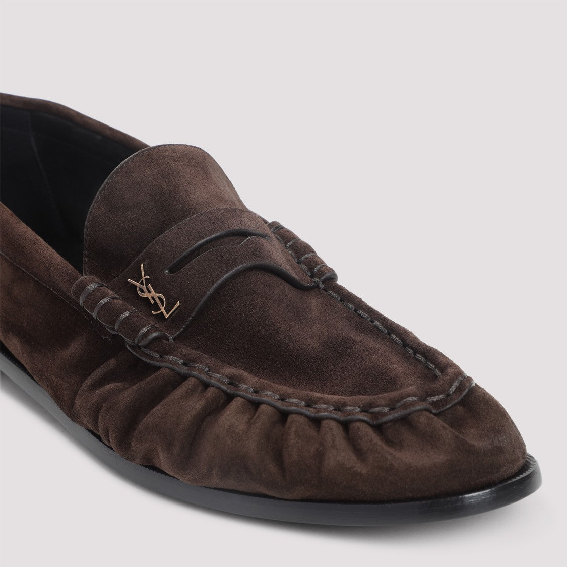 Saint Laurent Le Brown Suede Leather Loafers