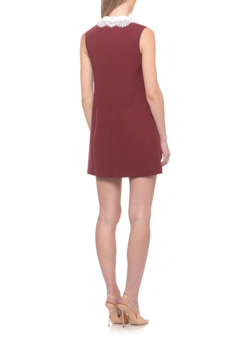 Self-Portrait Sleeveless Mini Dress With Lace Collar And Jewel Accents