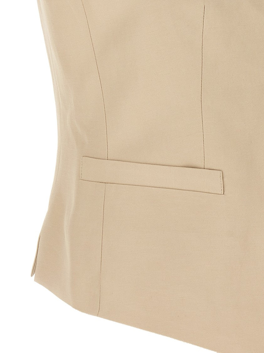 Alberto Biani Tailored Viscose-Linen Vest With V-Neck