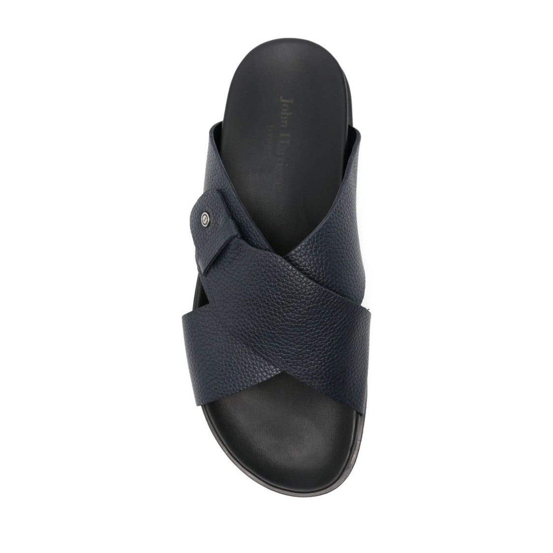 John Harrison Blue Textured Strap Leather Slippers