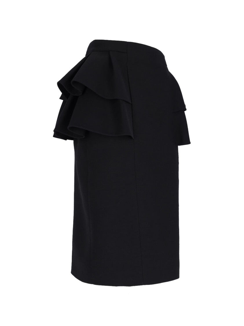Valentino "Valentino" Wool-Silk Midi Skirt – Black