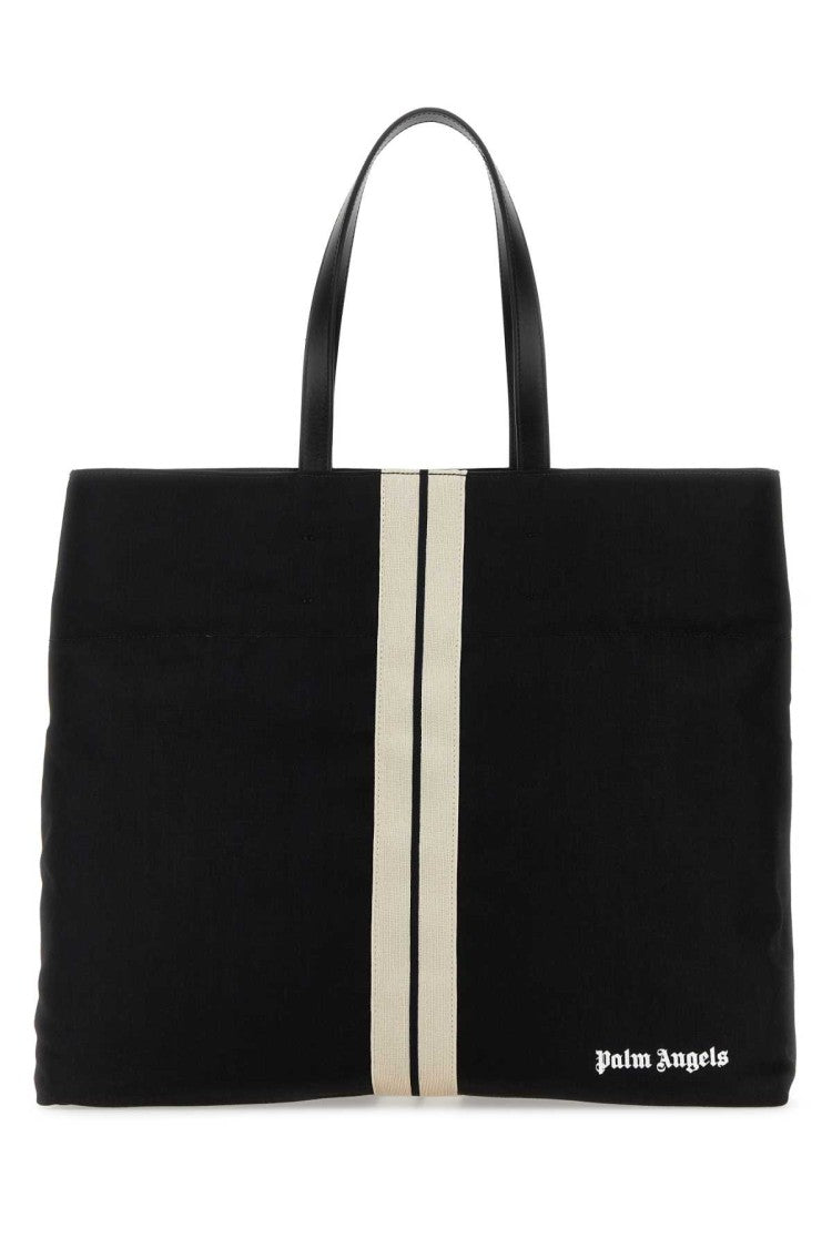 Palm Angels Black Canvas Shopping Bag