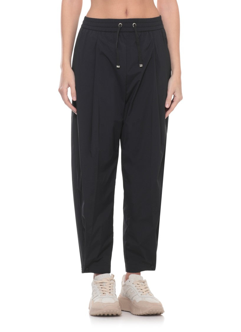Herno Black Stretch Tech Fabric Straight-Leg Pants