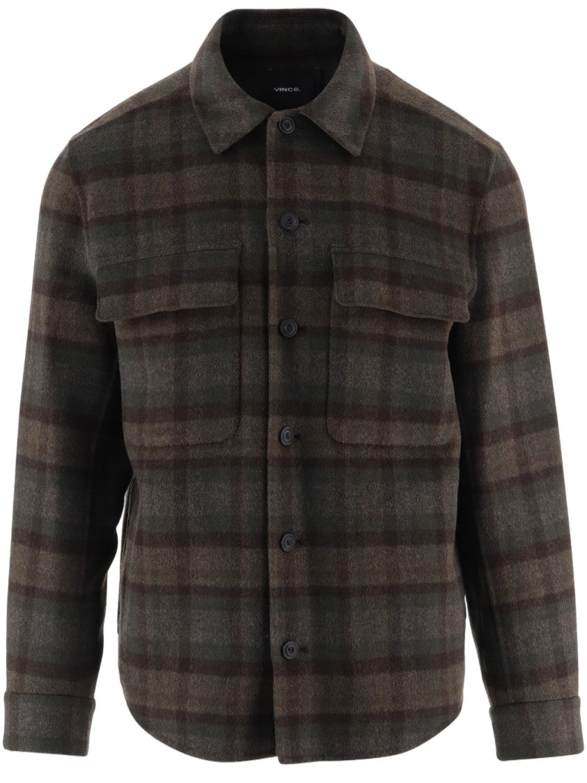 Vince Multi Wool-Blend Checked Casual Shirt