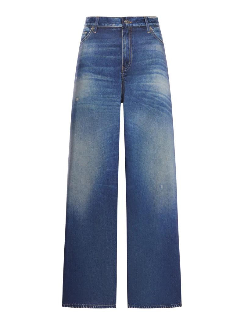 Gucci Mid-Blue Boyfriend Pants With Raw Hem Finish