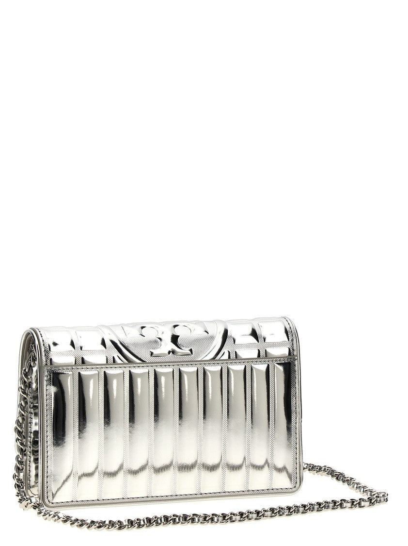 Tory Burch 'Fleming Metallic Square Quilt' Wallet On Chain