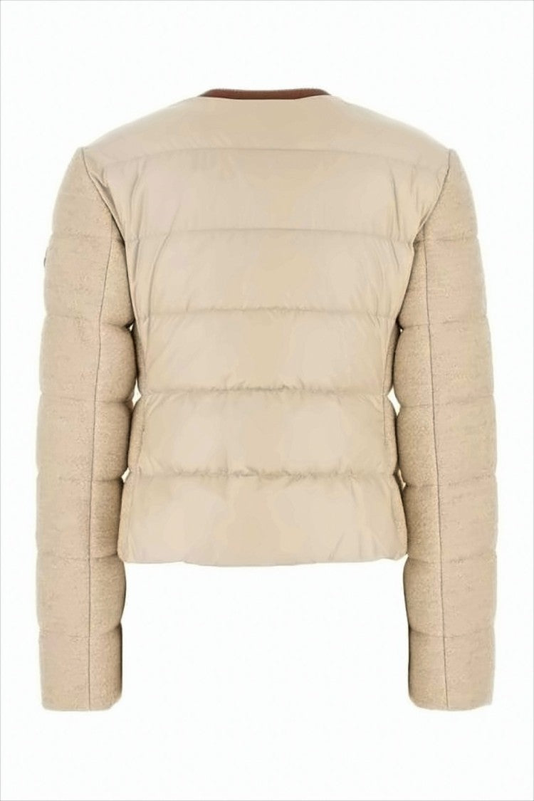 Moncler Cropped Quiltedjacket With Premium Wool And Down Insulation
