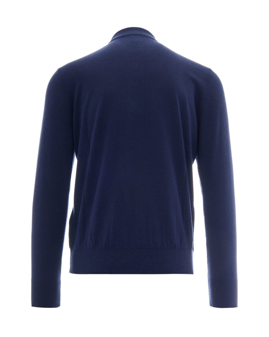 Eleventy Grey Long-Sleeve Cashmere Blend Polo Shirt