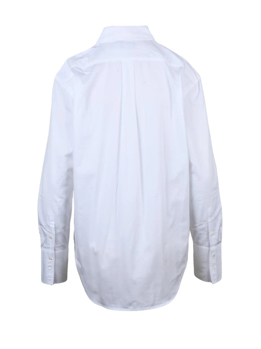Polo Ralph Lauren Structured White Cotton Shirt With Pleated Details