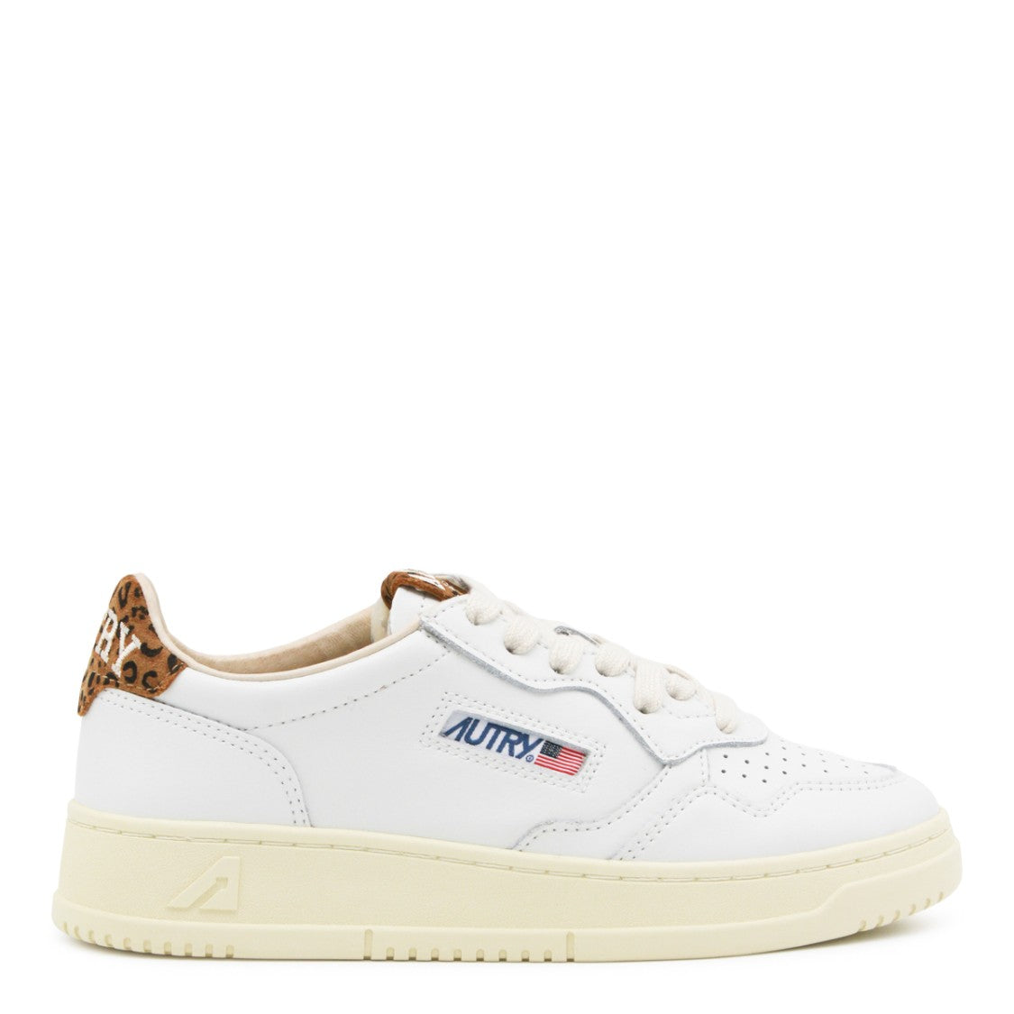 Autry White Leather Leopard Counter Sneakers