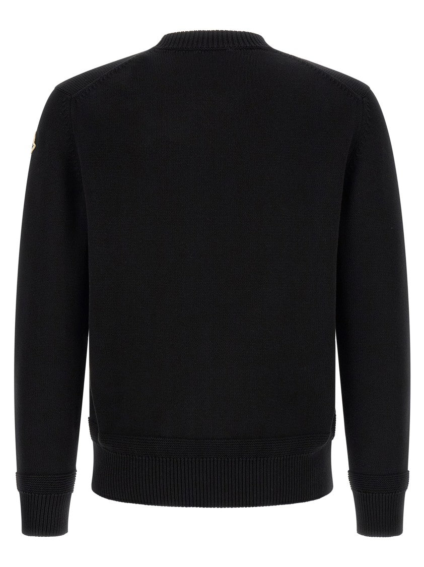 Moncler Lightweight Cotton Sweater With Classic Crew Neck And Ribbed Cuffs