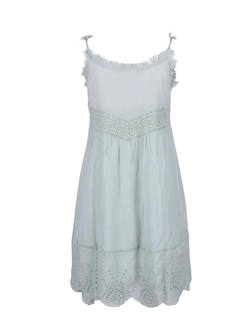 Semi Couture Lace-Trim Short Dress With Drawstring Tie And Frayed Straps