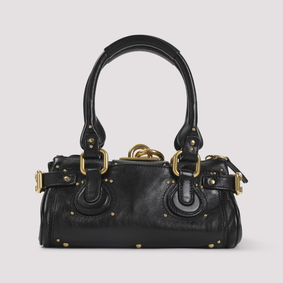 Chloé Structured Black Buffalo Leather Paddington Handbag