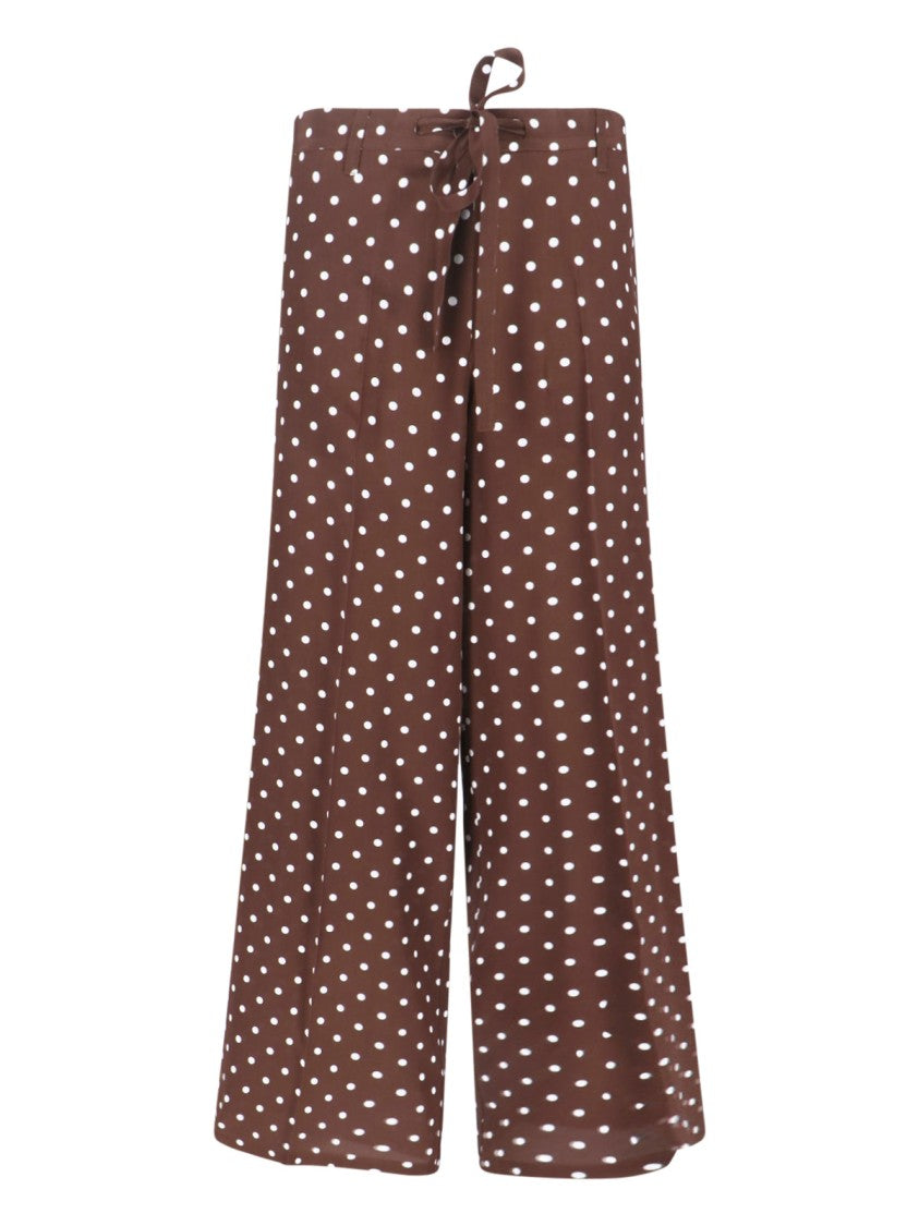 Parosh Polka Dot Silk Pants With Bow Detail