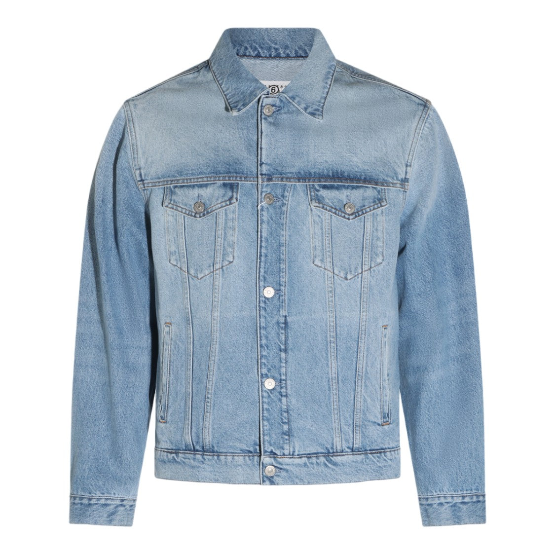 Mm6 By Maison Margiela Light Blue Denim Jacket With Classic Design Elements