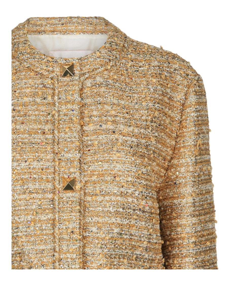 Valentino Embellished Gold Tweed Jacket