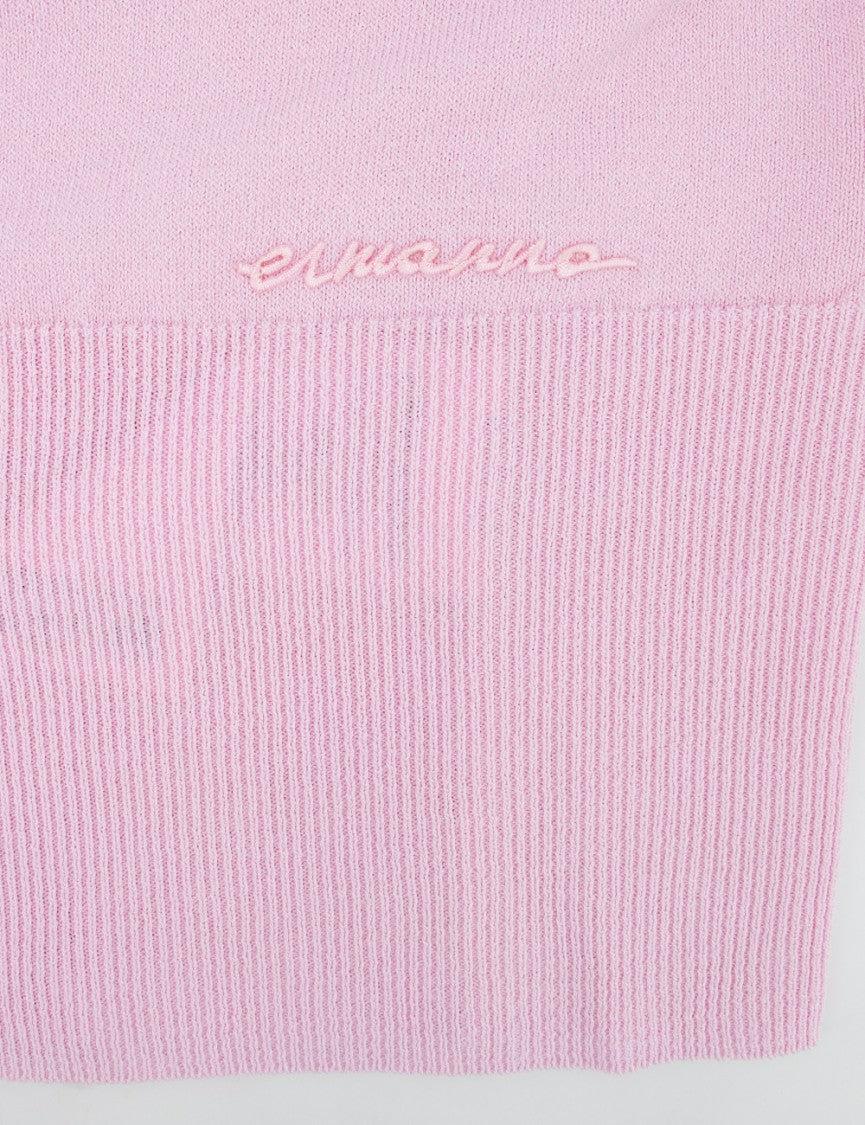 Ermanno Firenze Fitted Pink Top With Classic Crew Neck