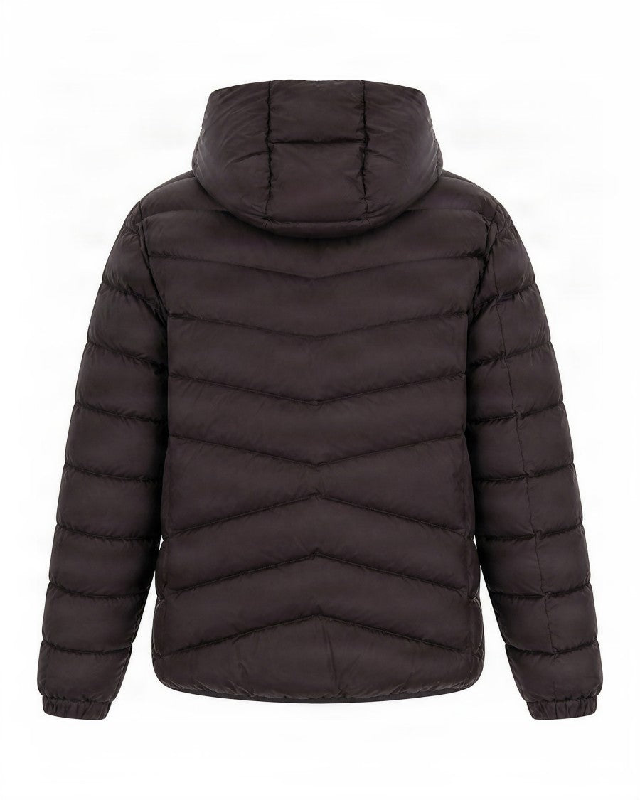 Colmar Dark Brown Horizontal Quilted Nylon Short Down Jacket