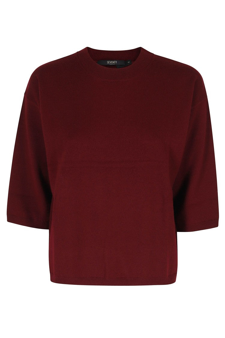 Seventy Burgundy Crew-Neck Sweater With Ribbed Trim